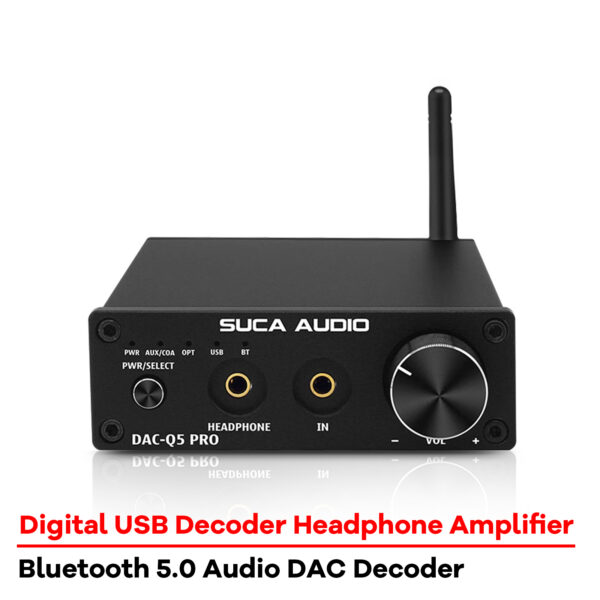 Fiber/Coax + USB DAC Decoder With Headphone Amp – Supports 3.5mm Headphones, Black